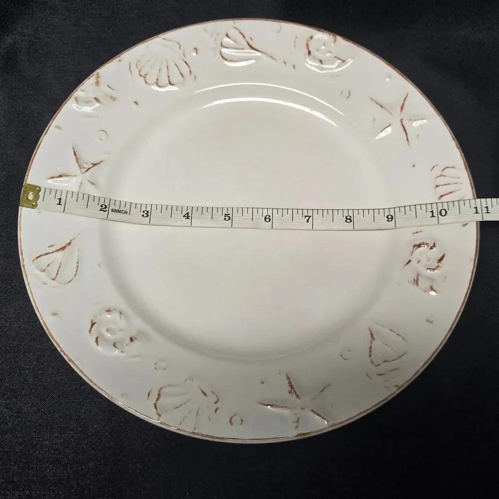 Thomson Hampton Seashell Starfish Embossed 3D Pattern Dinner & Dessert Plate Set